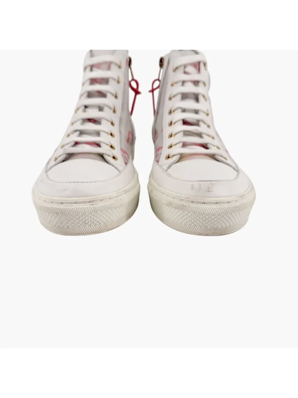 Louis Vuitton Stellar High Top White Pink Mesh Sneaker Boots Size 37 US 7 Women